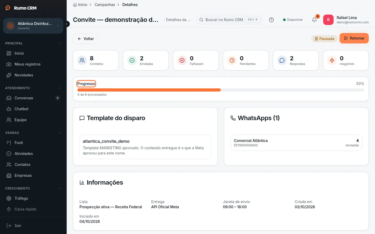 Barra de progresso com erro e ETA