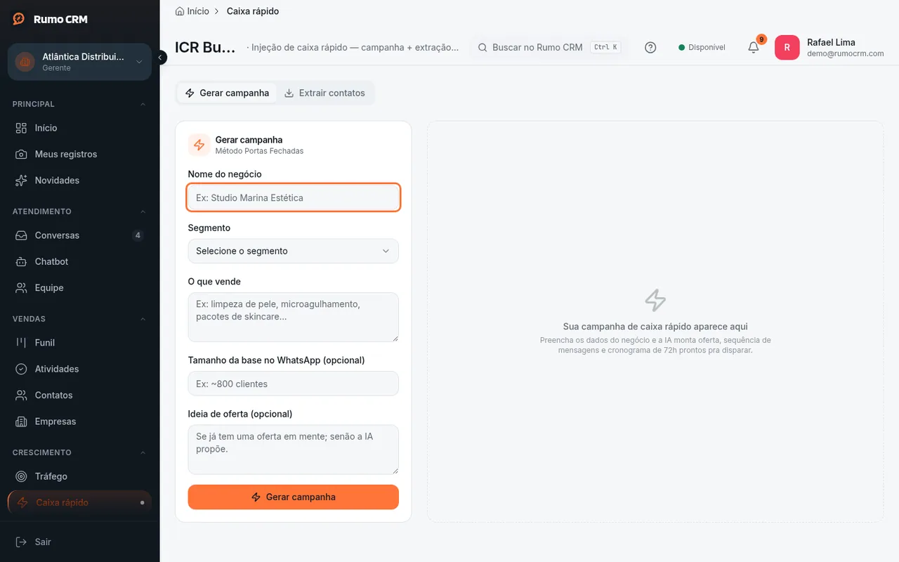 Formulário Gerar campanha