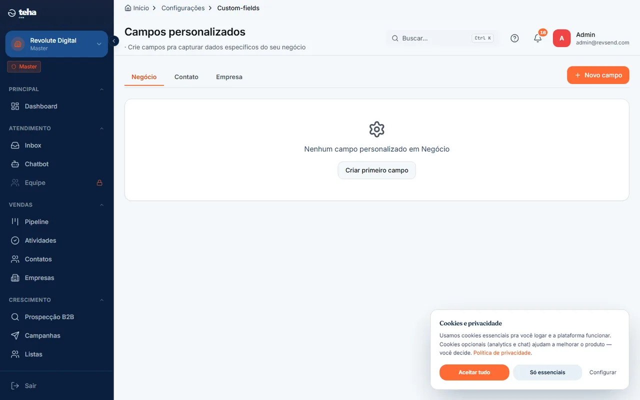 Configurar obrigatórios por estágio