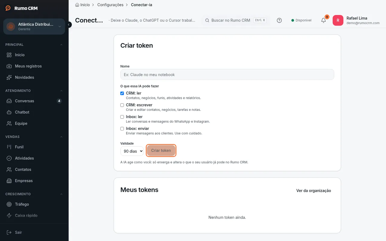 Criar token para a IA