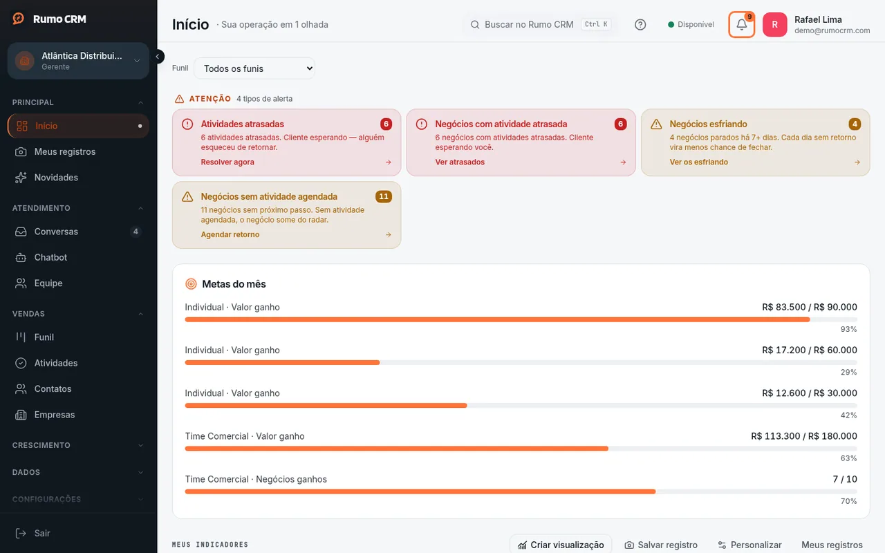 Lista de avisos aberta no sino