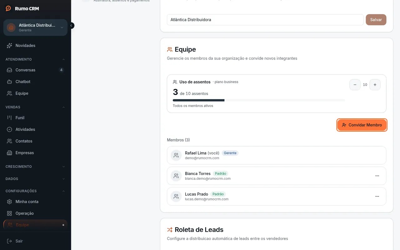 Botão Convidar Membro