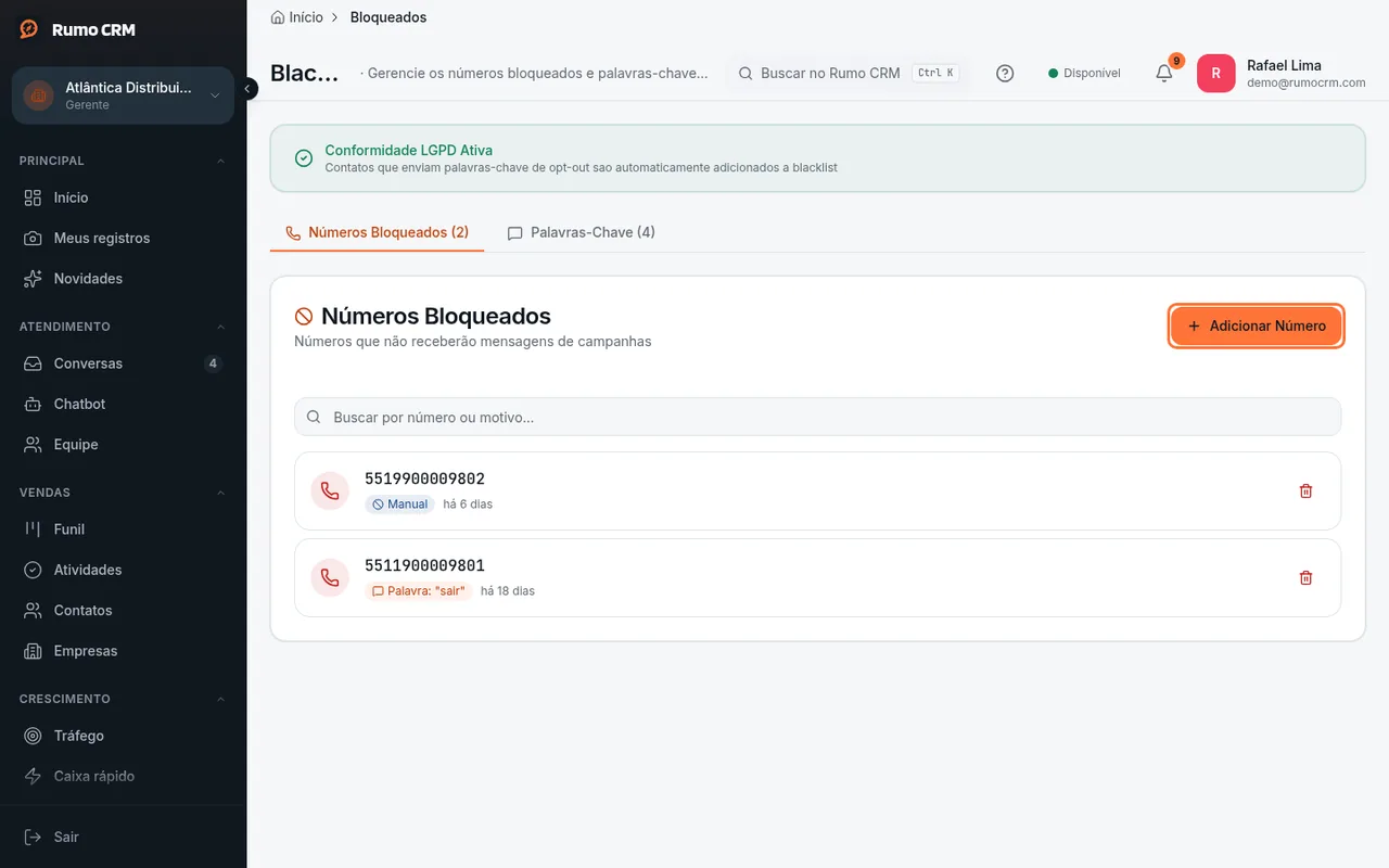 Botão Adicionar Número