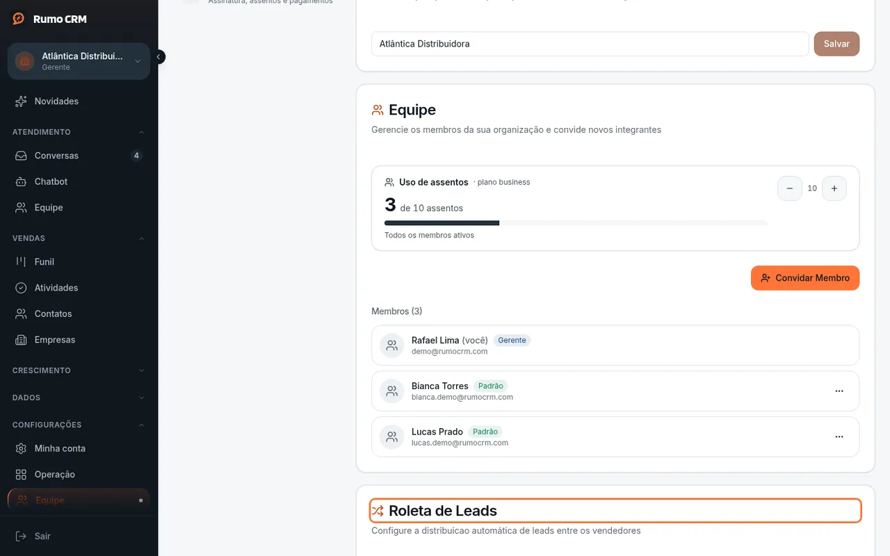 Card Roleta de Leads