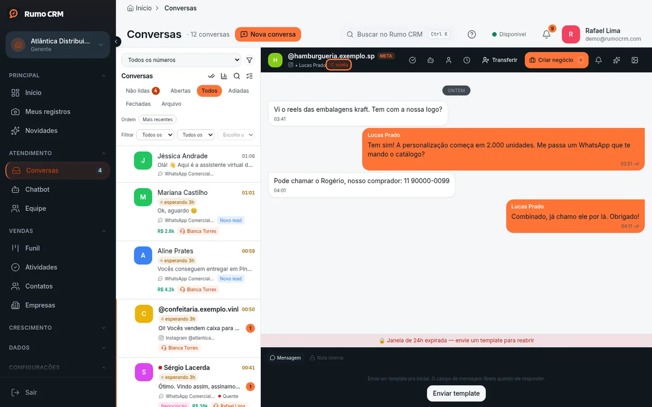 Selo roleta na conversa