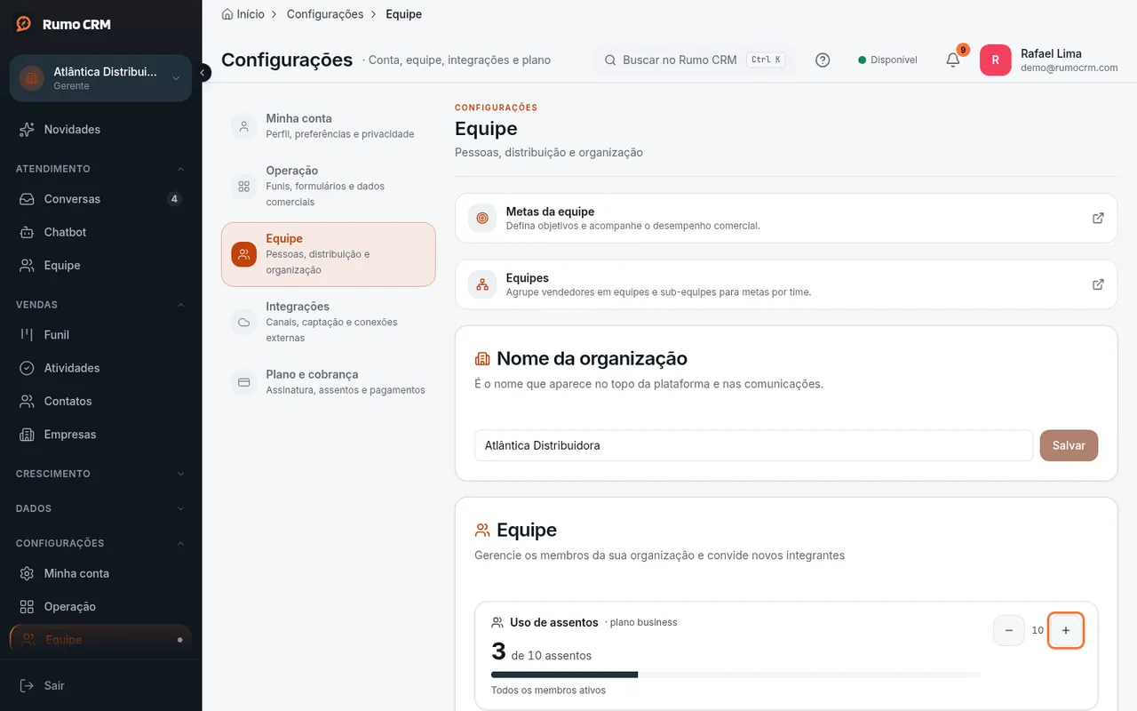 Botões de remover e adicionar assento
