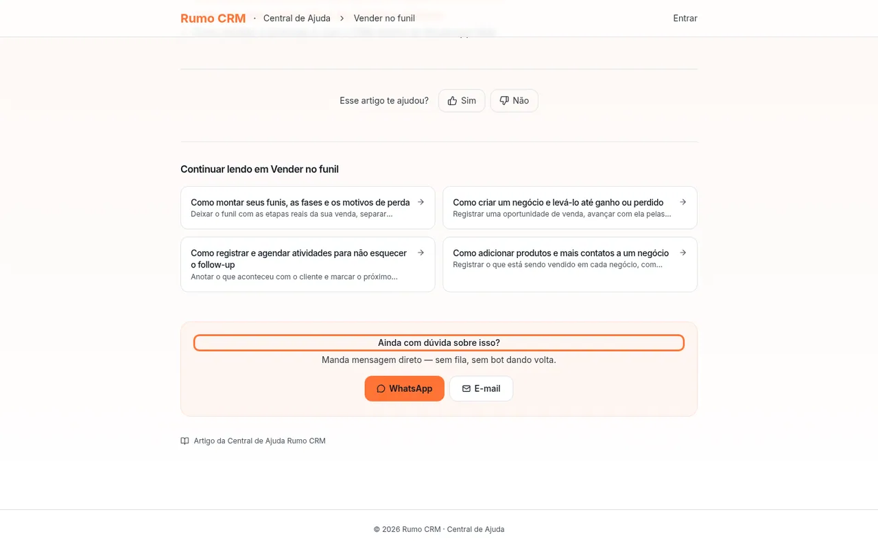 Fim do artigo com WhatsApp e E-mail